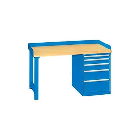 Lista International 60x30x35.25 Cabinet & Leg workstation w/5 drawers, back & end stops/butcher block top XSWB40-60BT-BB